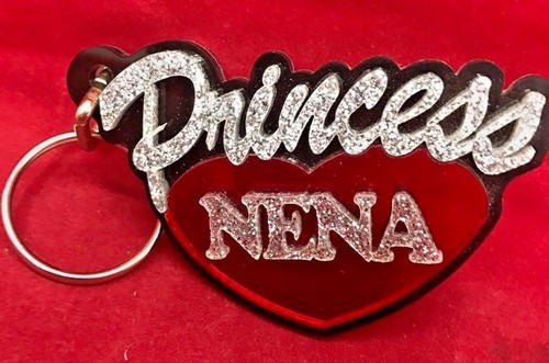 Princess heart key chain - chain, laser