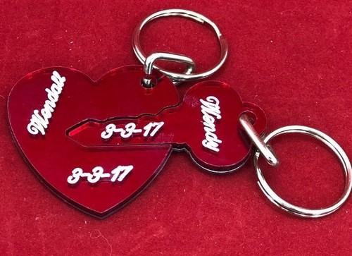Red heart and key - red, chain